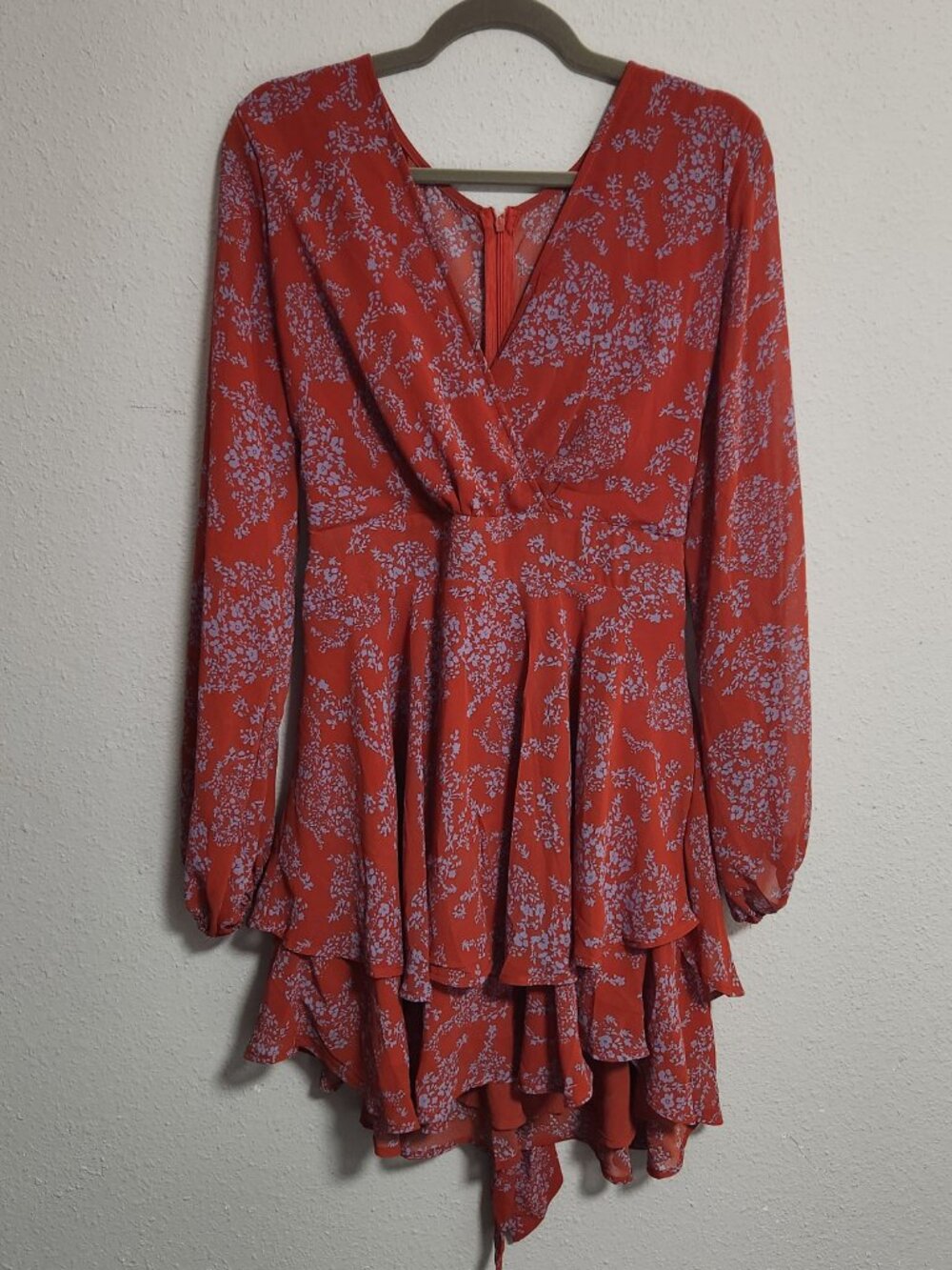 Floral Boho Tie Tiered Long Sleeved Flowy Flattering Dress XL - Picture 2 of 6